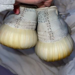 Worn light blue Yeezy boost